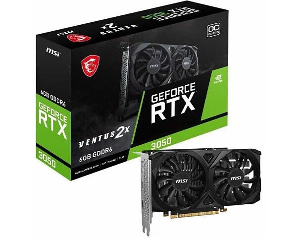 MSI GeForce RTXâ„¢ 3050 VENTUS 2X 6G OC - G3050V2X6C - 6GB GDDR6 - DisplayPort - HDMI