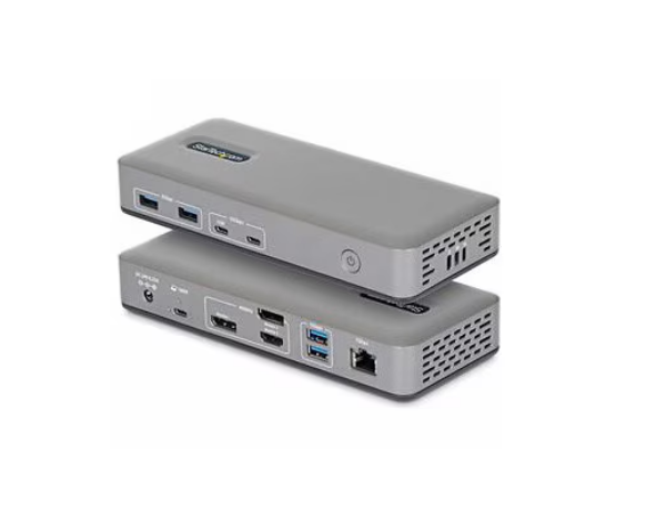 StarTech Triple-Monitor USB-C Docking Station, DP/HDMI, 2x 4K 60Hz 1x 4K 30Hz, 100W PD, GbE, Driverless Dock For Windows