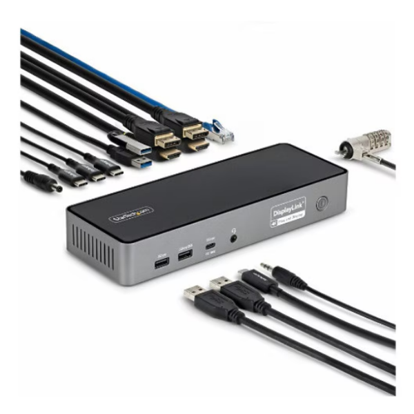 StarTech Triple-Monitor USB-C Docking Station, 140W Laptop Charging Dock for MacBook Pro and Windows, 4K 60Hz, TAA